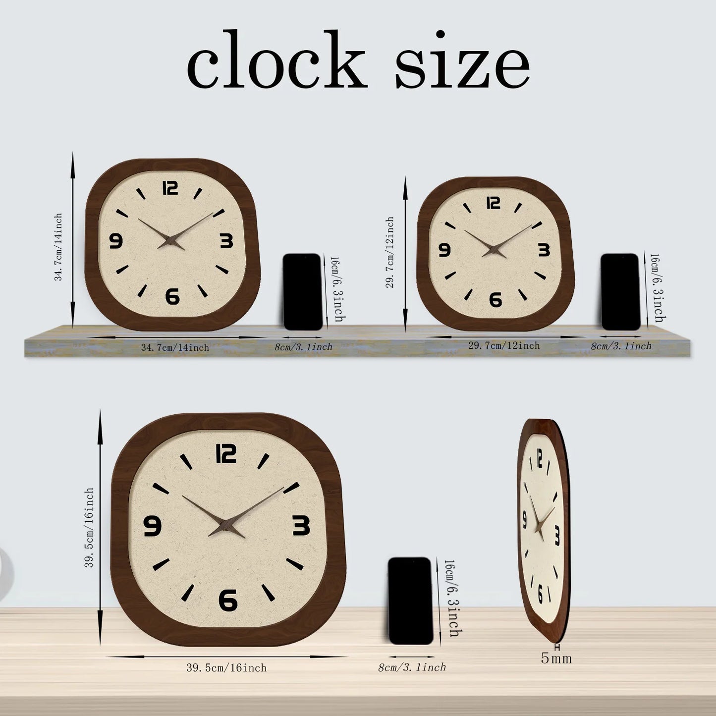 French Retro Crystal Porcelain Square Wall Clock Silent Quartz Home Decor