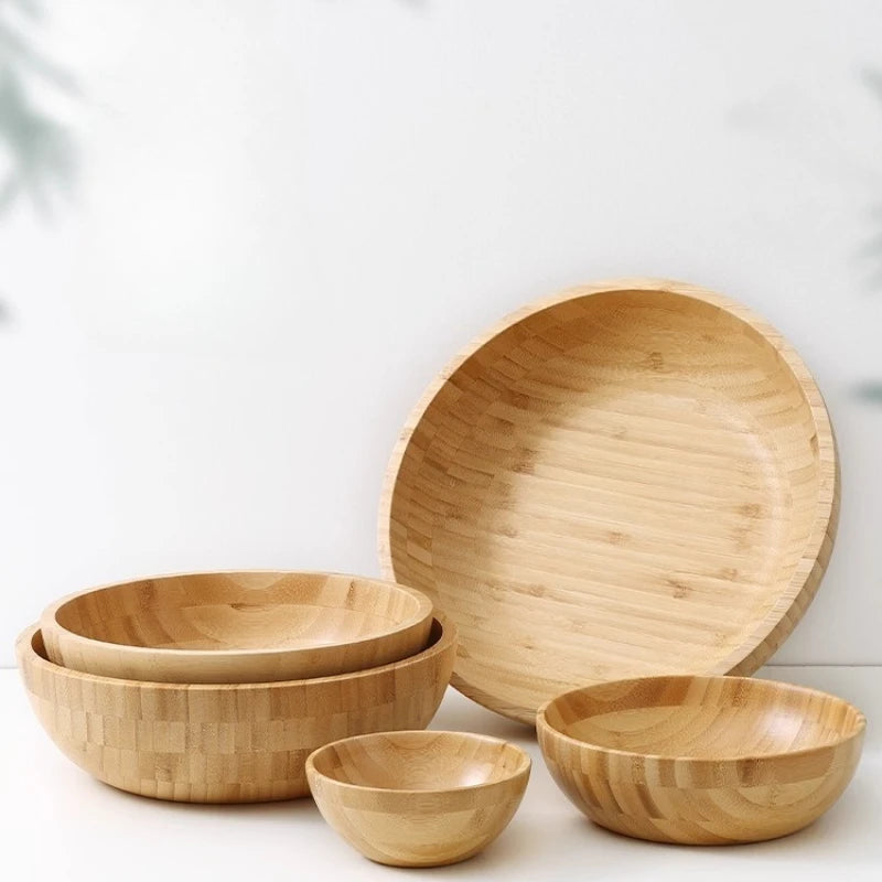 Natural Bamboo Salad Bowl Fruit Bowl Eco Friendly Kitchen Decor