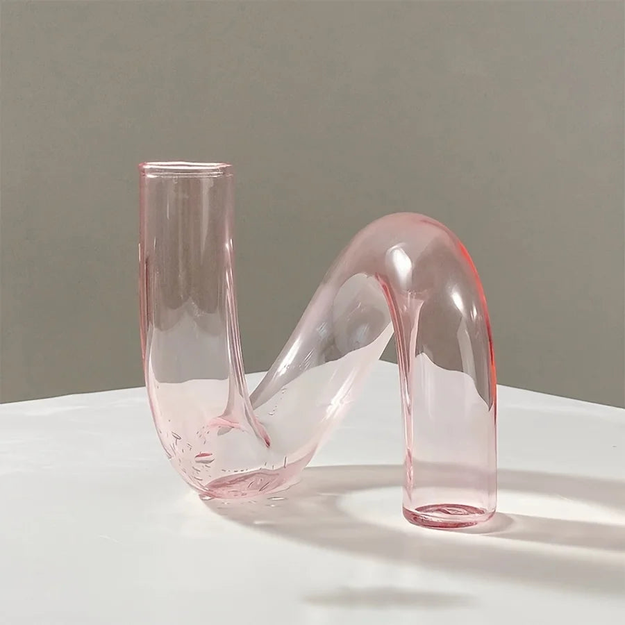 Nordic Irregular Glass Vase Coloured Transparent Centrepiece Home Decor