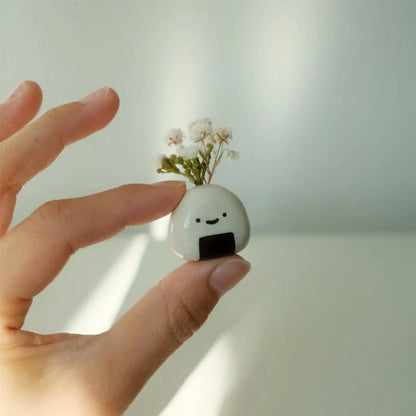 Mini Ceramic Round Bud Vase Unique Shelf Decor Home Accessories