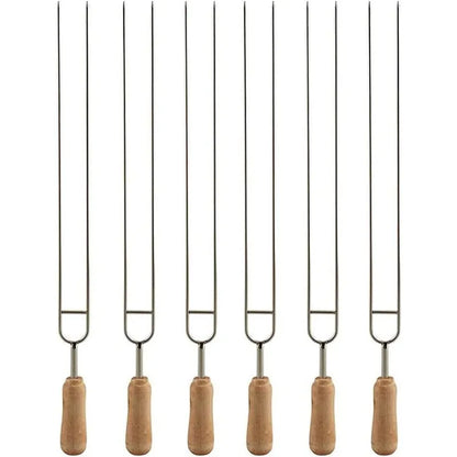 6-Piece Stainless Steel U-Shaped BBQ Skewer Set Double Prong Grilling Forks Outdoor