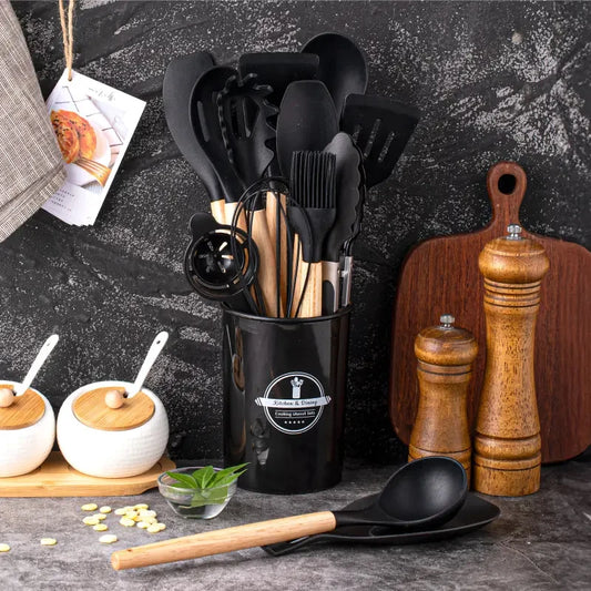 Silicone Utensil Set 14 Piece Cooking Tools with Storage Holder