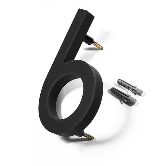 Modern Floating House Number Sign Black Acrylic 12.5 cm (5 inch) Outdoor Door Decor