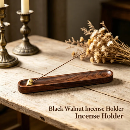 Japanese Black Walnut Wood Incense Stick Holder Adjustable Round Burner Home Decor