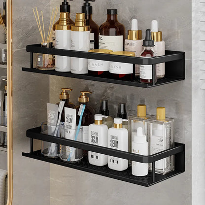 Black Shower Shelf Caddy Modern Bathroom Organiser Home Decor