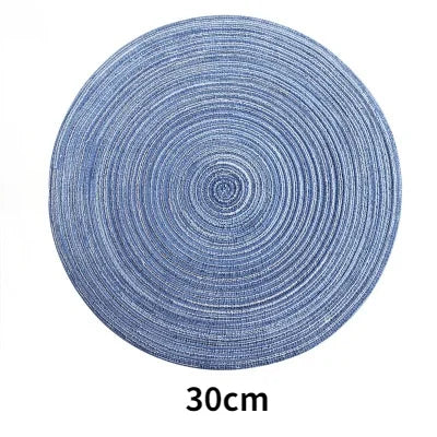 Round Woven Ramie Placemat Set of 6 Anti-Slip Dining Table Mat