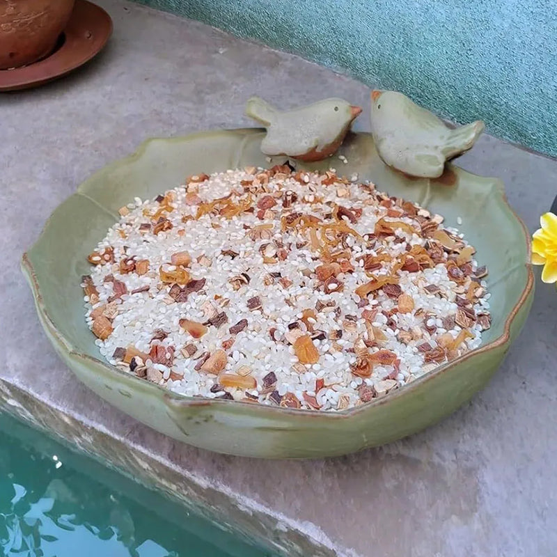 Ceramic Bird Bath Bowl Multifunctional Outdoor Garden Hummingbird Feeder