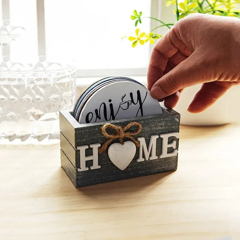 Natural Wooden Coaster Set Anti-Scald Table Decor Home Accessories
