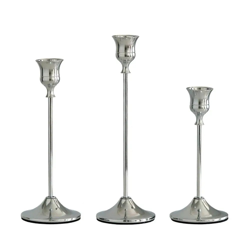 Vintage Metal Taper Candle Holder Set of 3 Elegant Home Decor