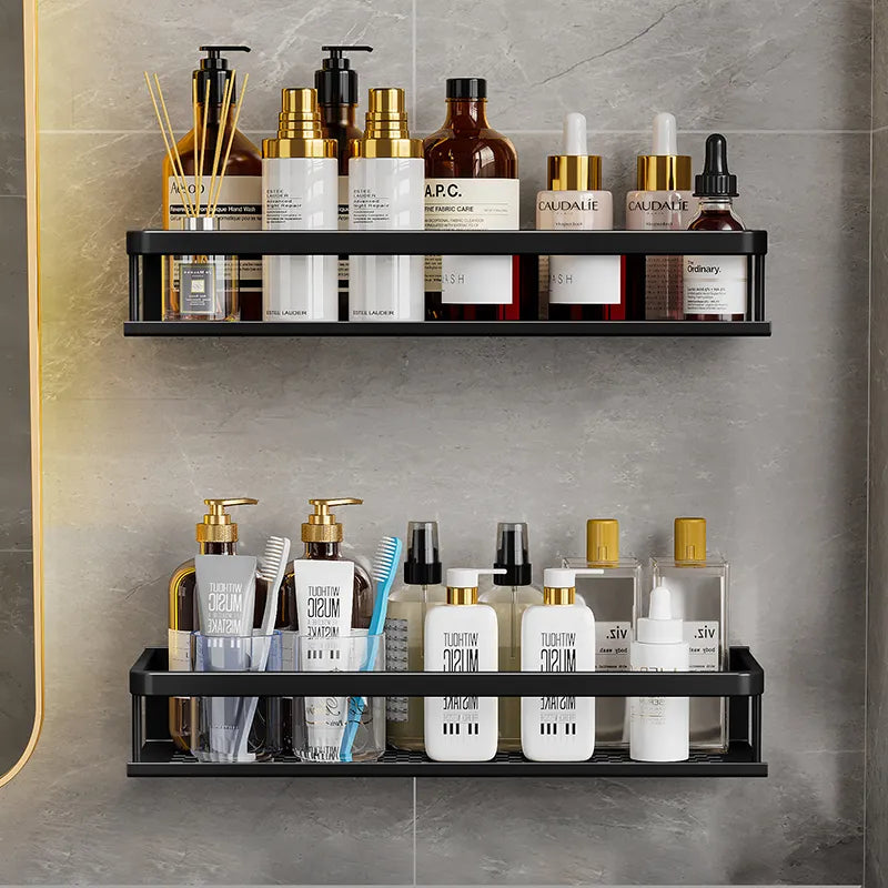 Black Shower Shelf Caddy Modern Bathroom Organiser Home Decor