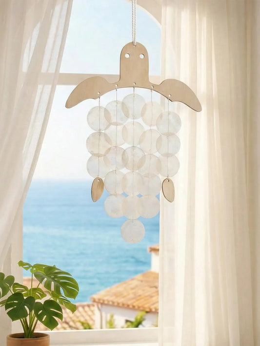 Capiz Shell Turtle Hanging Ornament Coastal Boho Wall Decor Shelf Decor