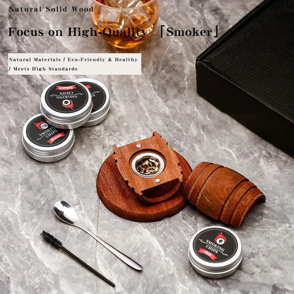 Wooden Whiskey Smoker Kit Cocktail Spirits Infuser Bar Tool Gift for Him
