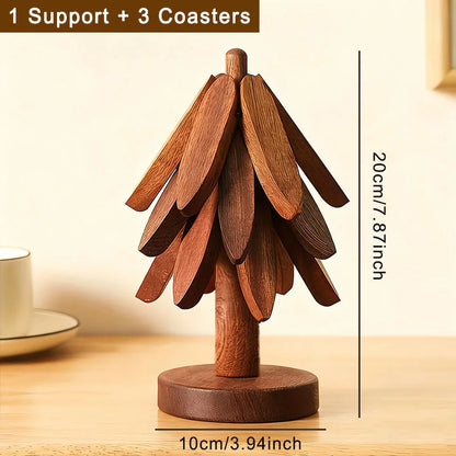 Bamboo Tree Design Trivet Set Heat Resistant Pot Stand Home Decor