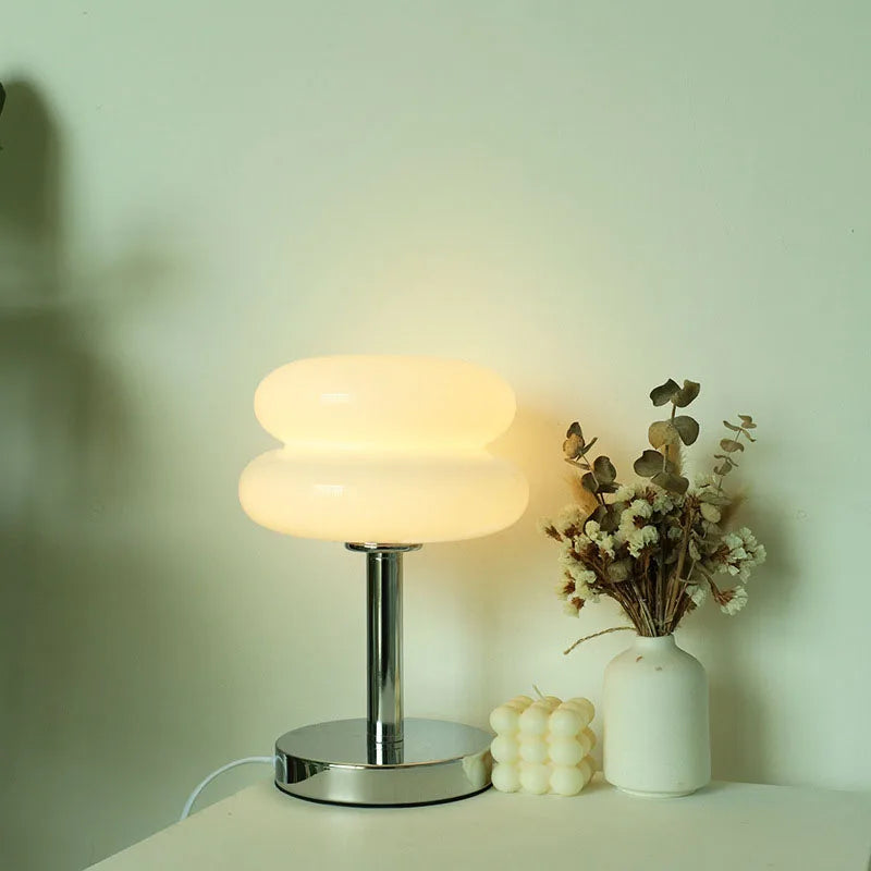 Macaron Glass Table Lamp 3-Colour Dimmable Eye-Care Bedside Light Home Decor