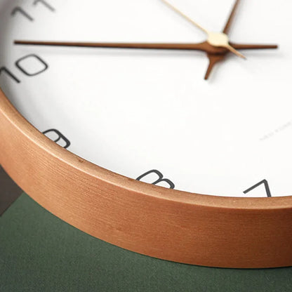 Solid Wood and Glass Silent Wall Clock Nordic Modern Living Room Home Decor