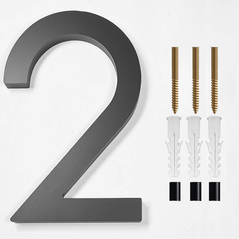 Modern Floating House Number Sign Black Acrylic 12.5 cm (5 inch) Outdoor Door Decor