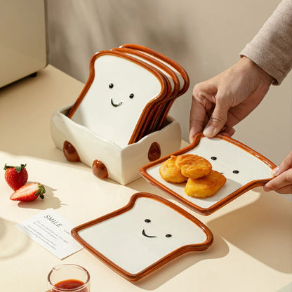 Toast Shaped Ceramic Seasoning Dish Cute Snack Plate Sushi