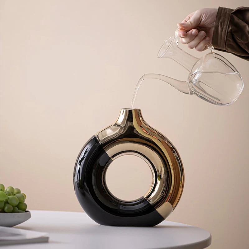 Luxury Nordic Ceramic Flower Vase Minimalist Home Decor Living Room