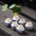 Mini Blue and White Porcelain Bud Vase Ceramic Shelf Decor