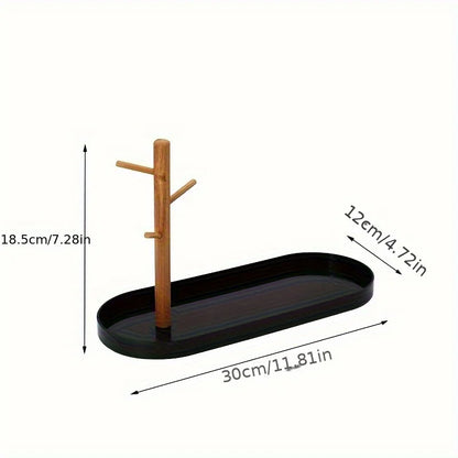 3-Tier Wooden Key Tray Entryway Organiser Ring Jewellery Dish Home Decor