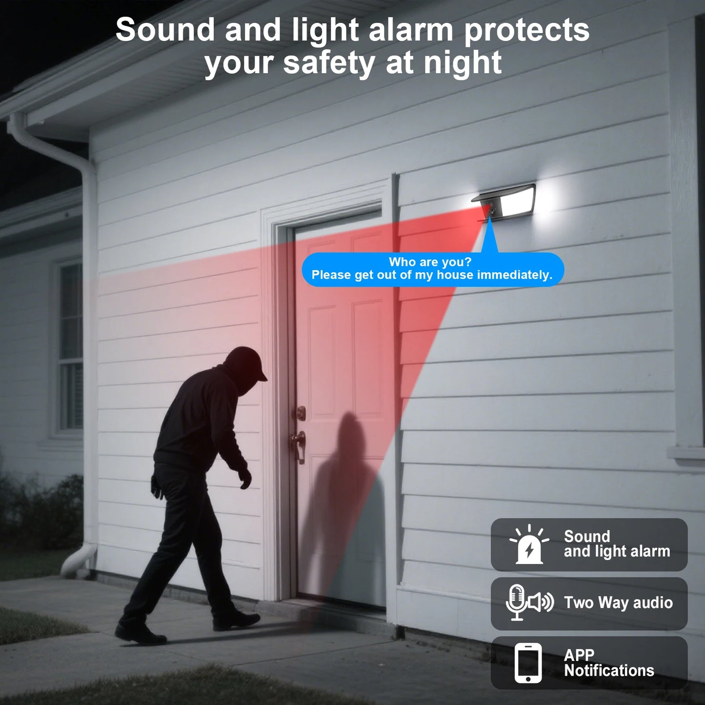 2K Solar Outdoor Security Camera WiFi Battery Powered Night Vision Home Protection