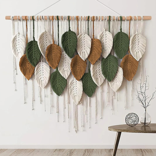 Large Handmade Leaf Macrame Wall Hanging Boho Woven Wall Art Home Decor