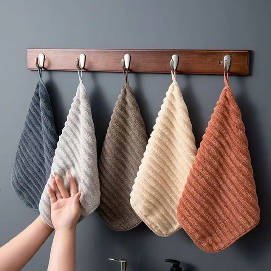Striped Hanging Hand Towel Set of 5 Soft Quick Dry Kitchen Bathroom Decor