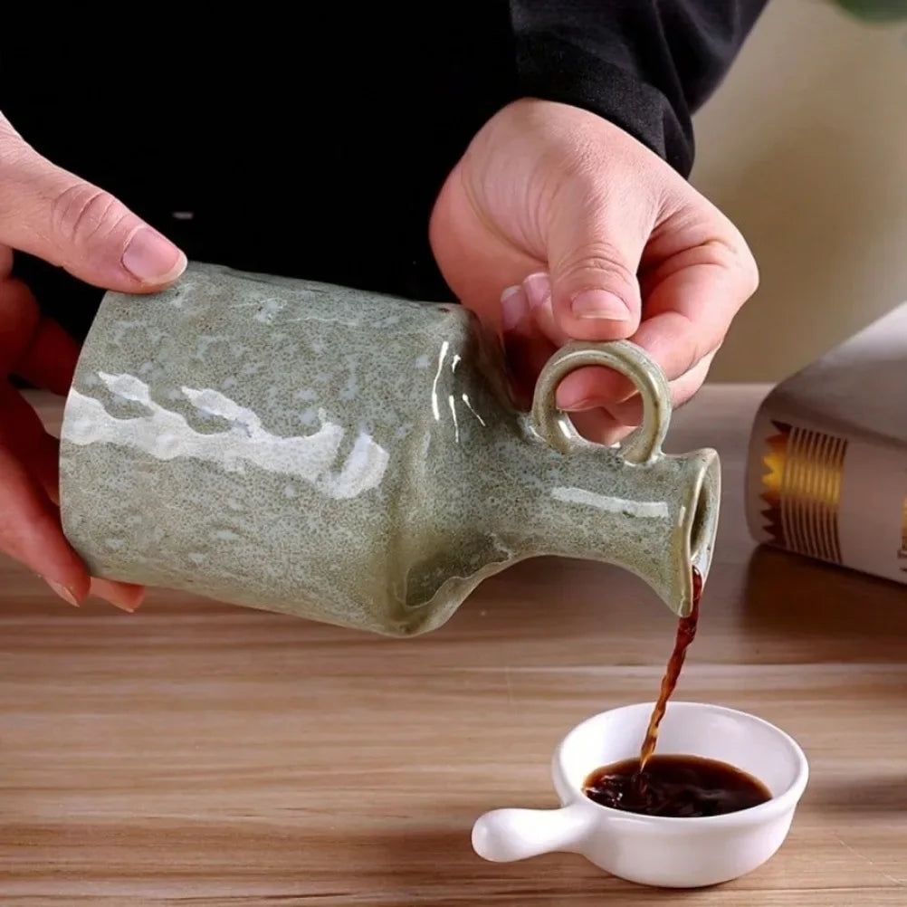 Handmade Ceramic Oil and Vinegar Bottle Set 400ml Kitchen Decor