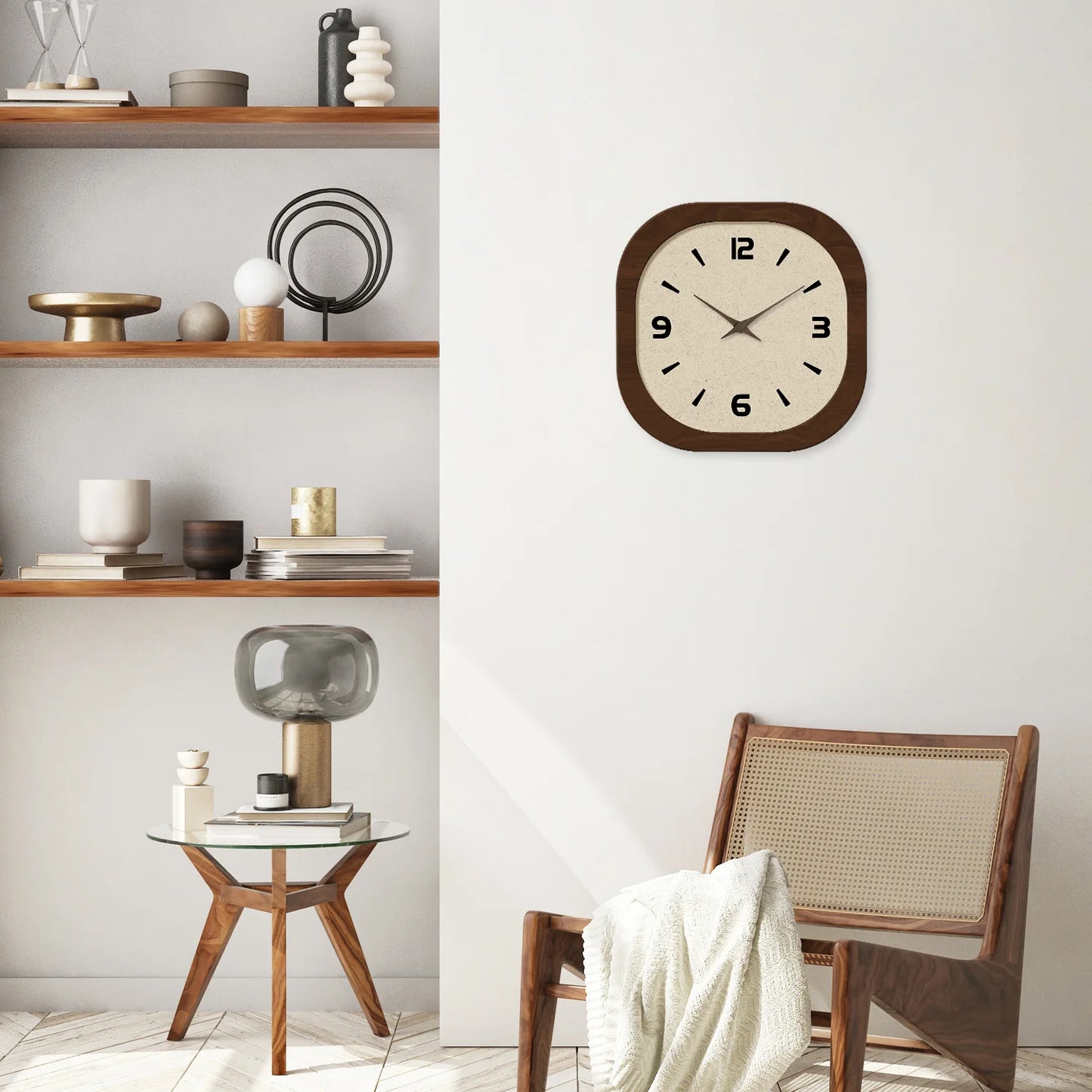 French Retro Crystal Porcelain Square Wall Clock Silent Quartz Home Decor