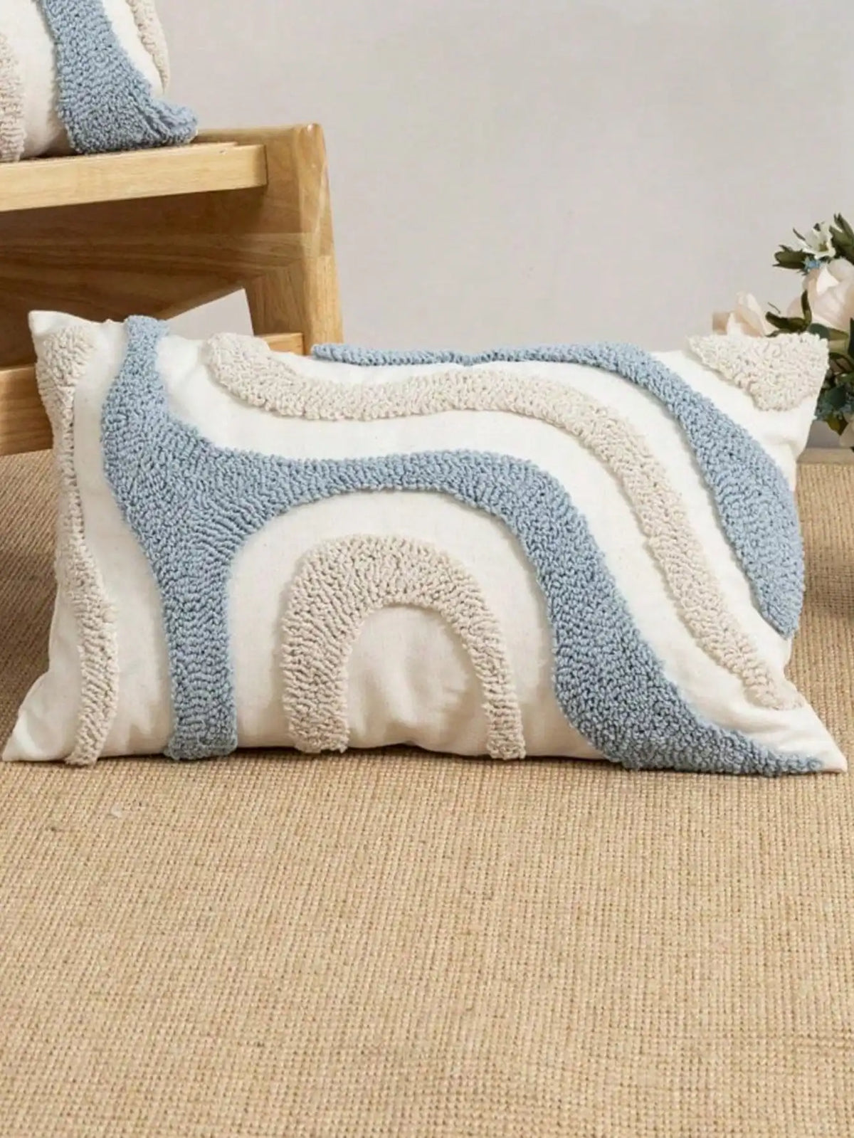 Boho Velvet Tufted Cushion Cover Geometric Blue White Living Room Decor Ideas