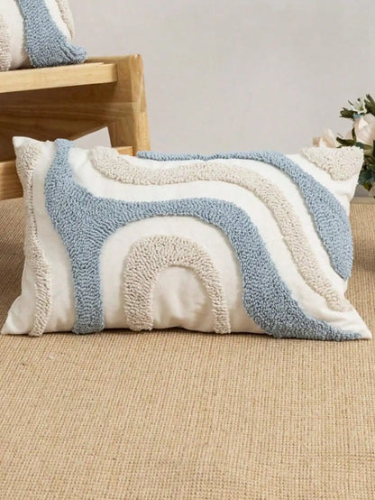 Boho Velvet Tufted Cushion Cover Geometric Blue White Living Room Decor Ideas