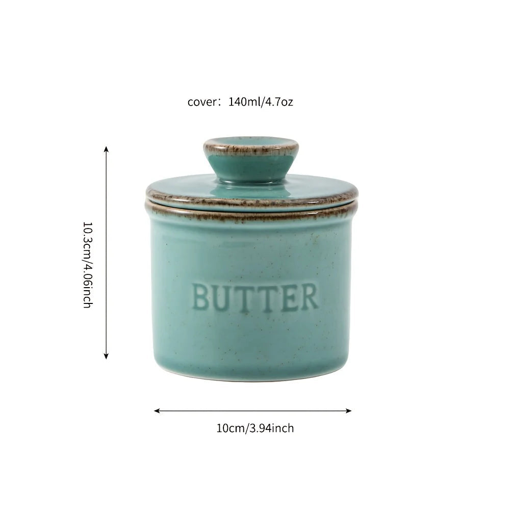Artisan Kiln Turned Ceramic Butter Dish with Lid Kitchen Counter Decor