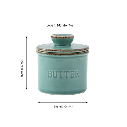 Artisan Kiln Turned Ceramic Butter Dish with Lid Kitchen Counter Decor