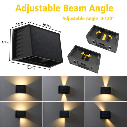 Solar Wall Light Dual Beam Warm White IP65 Garden Outdoor Fence