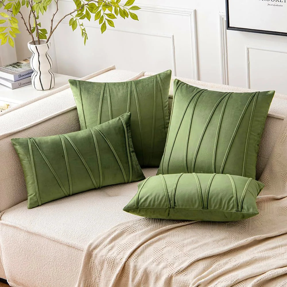 Velvet Wavy Line Cushion Cover Minimalist Textured Sofa Pillow Cover Home Decor