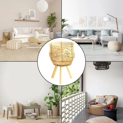 Tall Rattan Plant Stand Woven Bamboo Indoor Floor Standing Planter Home Decor