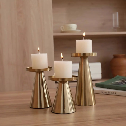 Copper Tea Light Candle Holder Set Handcrafted Table Decor
