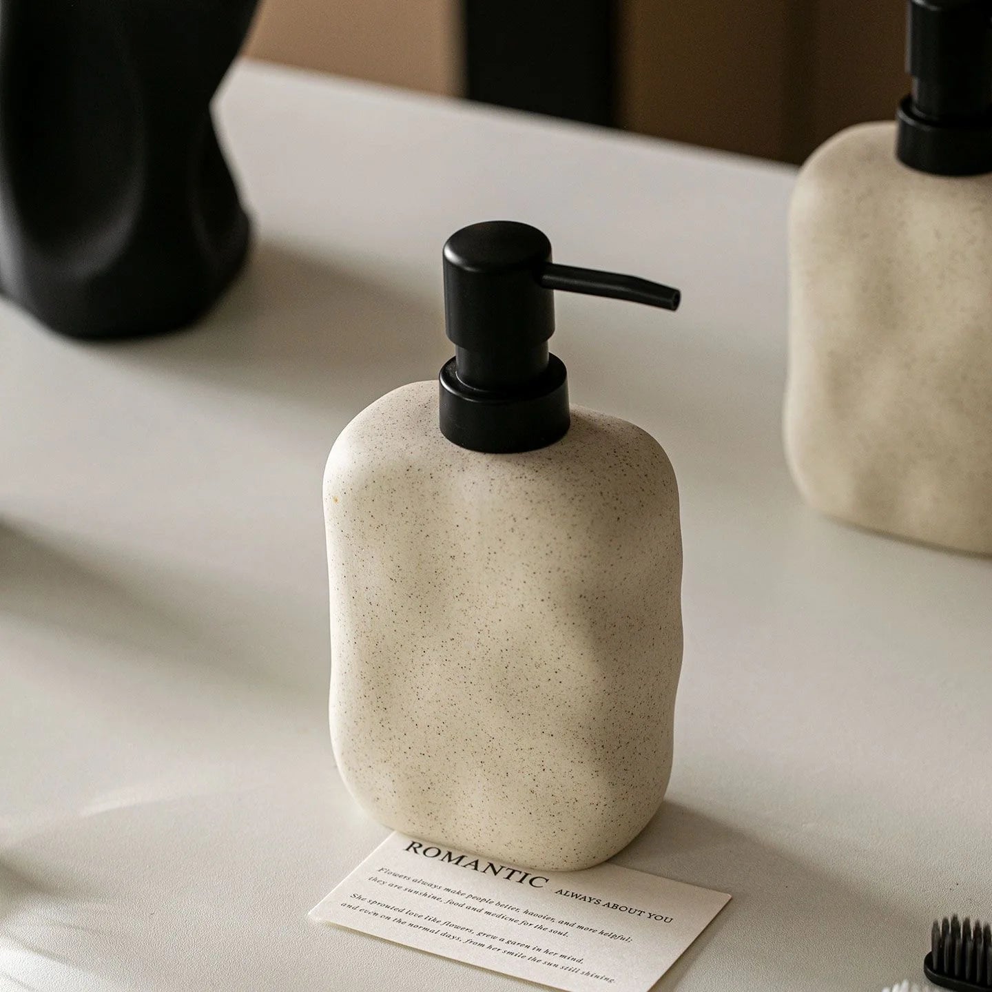 Wabi-Sabi Ceramic Soap Dispenser 450ml Bathroom Kitchen Accessories