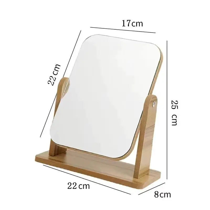 Wooden Desktop Vanity Mirror Double Sided Adjustable Makeup Mirror