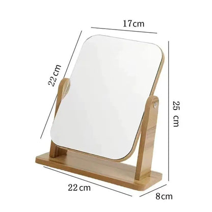 Wooden Desktop Vanity Mirror Double Sided Adjustable Makeup Mirror