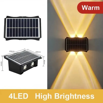 Solar LED Up Down Wall Light Outdoor Waterproof Garden Balcony Fence Decor Light
