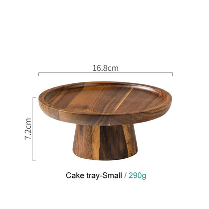 Acacia Wood High Foot Cake Stand Dessert Display Plate Home Decor
