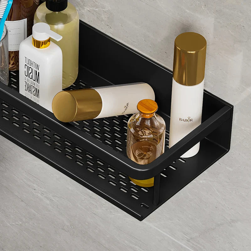 Black Shower Shelf Caddy Modern Bathroom Organiser Home Decor