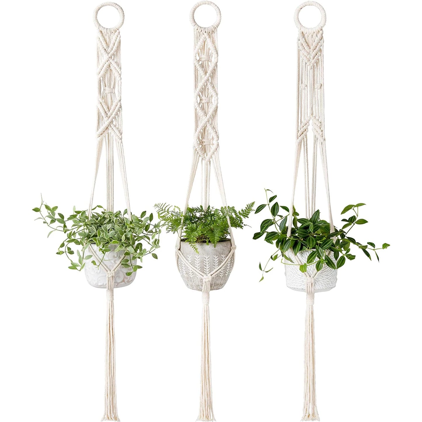 Boho Macrame Plant Hanger Set of 3 Indoor Outdoor Wall Hanging Planter Home Decor