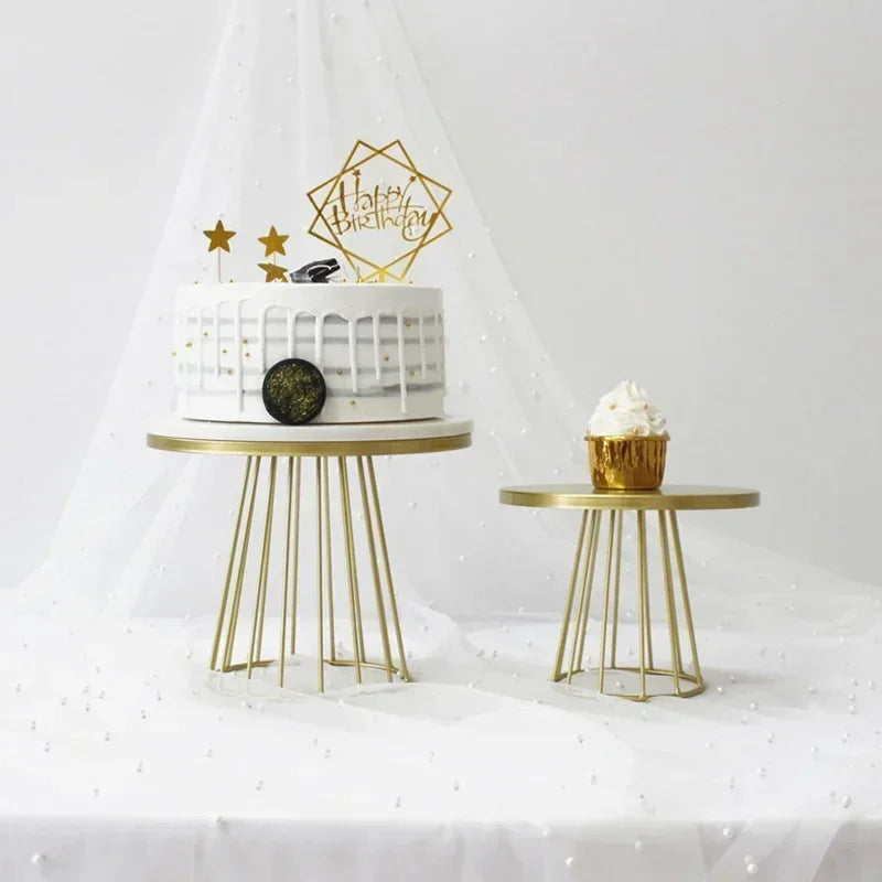 Metal Cake Stand Gold Silver Dessert Display Plate Party Decor