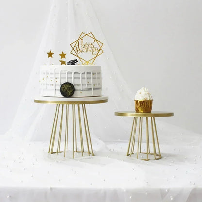 Metal Cake Stand Gold Silver Dessert Display Plate Party Decor
