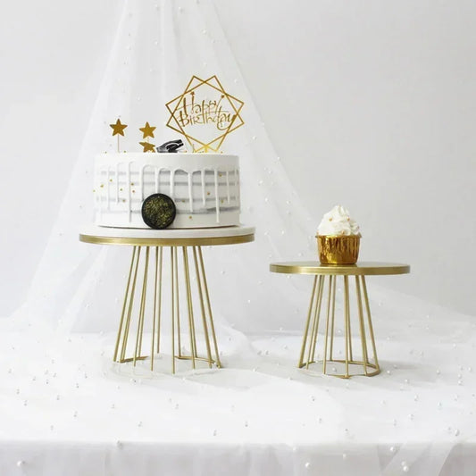 Metal Cake Stand Gold Silver Dessert Display Plate Party Decor