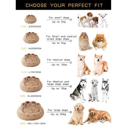 Plush Round Dog Bed Bolster Washable Lounge Room Pet Gift