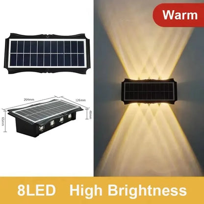 Solar LED Up Down Wall Light Outdoor Waterproof Garden Balcony Fence Decor Light