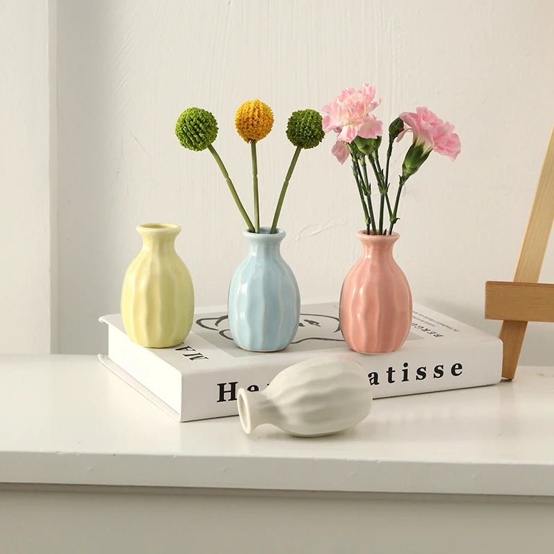 Mini Candy Colour Ceramic Bud Vase Small Flower Vase Shelf Decor
